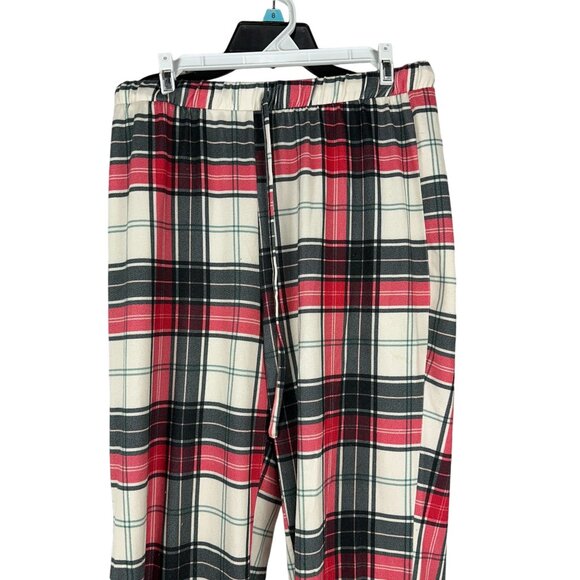 Versona Womens Plaid Lounge Pants Medium Elastic Waist Red Black - Picture 3 of 9